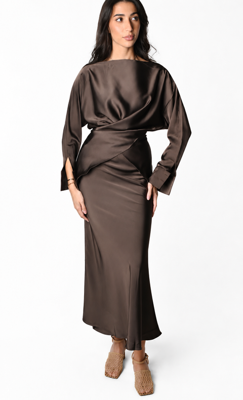 Satin Drape Dress – AMBER LINE