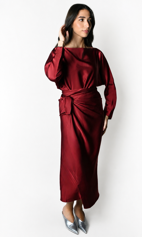 Satin Wrap Dress – AMBER LINE