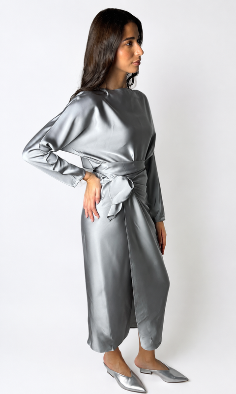 Satin Wrap Dress