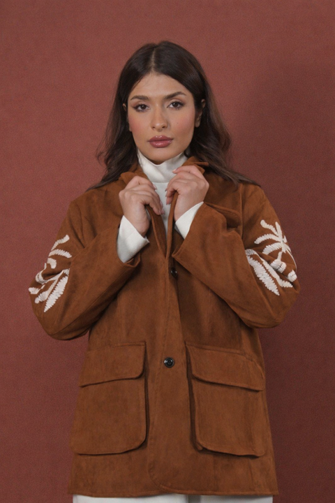 Suede palm needlework