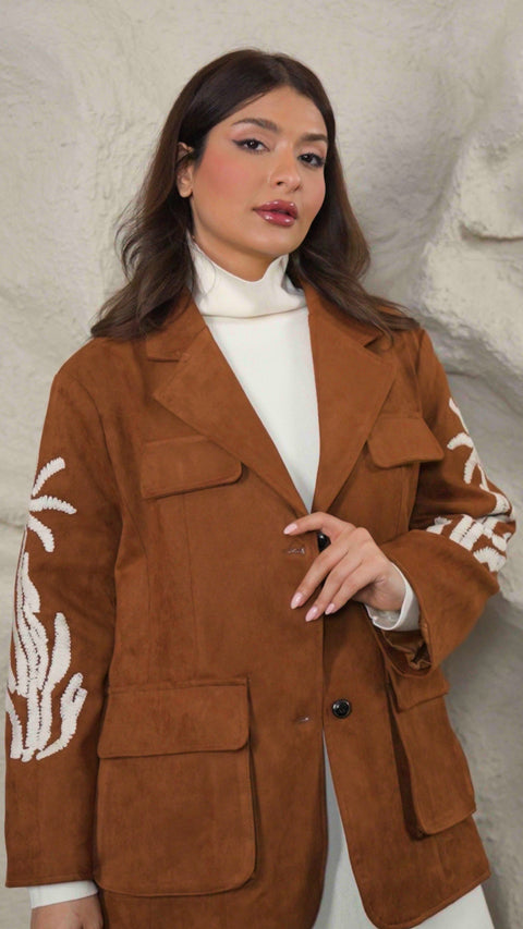 Suede palm needlework