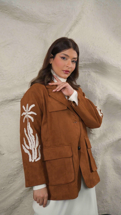 Suede palm needlework