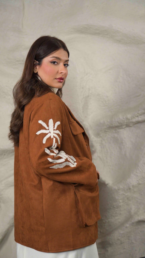 Suede palm needlework