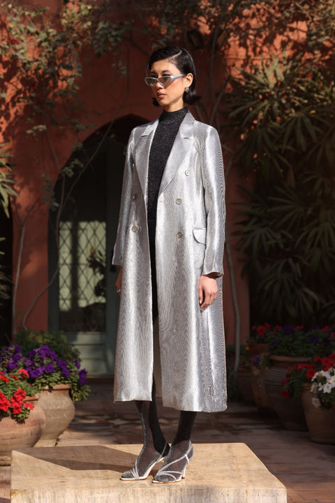 ⟡ASCENT⟡ Silver Metallic Longline Blazer