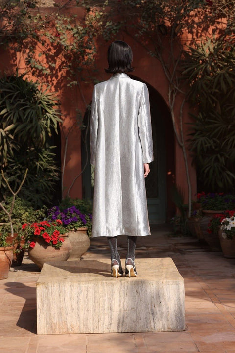 ⟡ASCENT⟡ Silver Metallic Longline Blazer