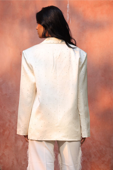 ⟡SHIFT⟡ Oversized Ivoy Crystal-Detail Blazer