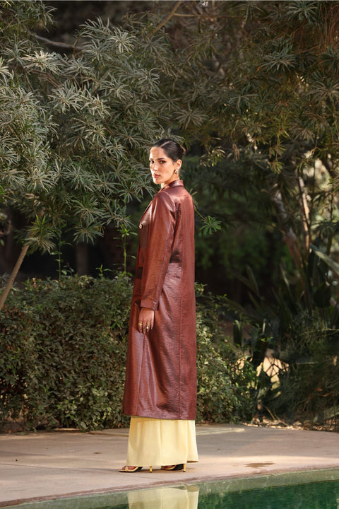 ⟡FORME⟡ Maroon Silk Tailored Long Blazer