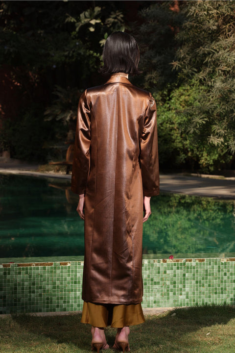 ⟡FORME⟡ Bronze Silk Tailored Long Blazer