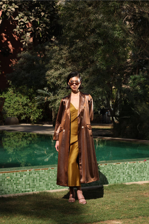 ⟡FORME⟡ Bronze Silk Tailored Long Blazer