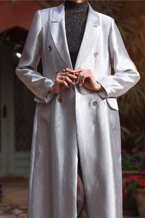 ⟡ASCENT⟡ Silver Metallic Longline Blazer